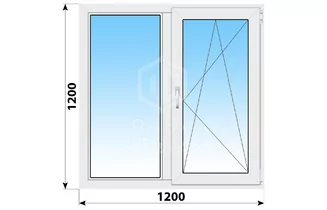 Поворотно-откидное пластиковое окно 1200x1200