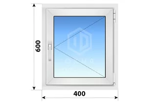 Поворотное одностворчатоечатое пластиковое окно 400х600