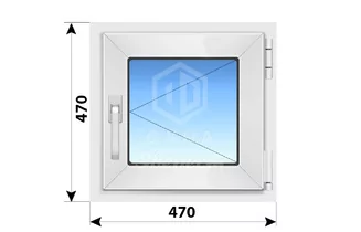 Поворотное одностворчатоечатое пластиковое окно 470х470