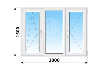 Поворотно-откидное пластиковое окно 2000x1500