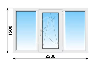 Поворотно-откидное пластиковое окно 2500x1500