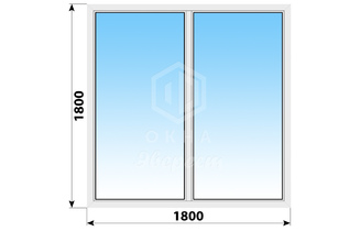 Двухстворчатое пластиковое окно в пол 1800x1800 Г-Г