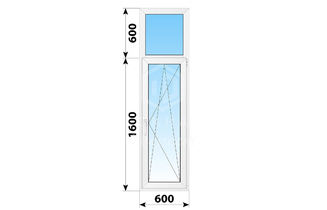 Поворотно-откидное пластиковое окно 600x2200 ПО