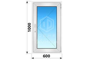 Поворотное одностворчатоечатое пластиковое окно 600х1000