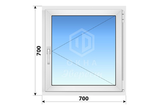 Поворотное одностворчатоечатое пластиковое окно 700х700