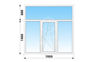 Поворотно-откидное пластиковое окно 1950x2000