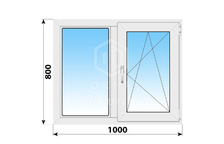 Поворотно-откидное пластиковое окно 1000x800