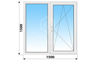 Поворотно-откидное пластиковое окно 1500x1500