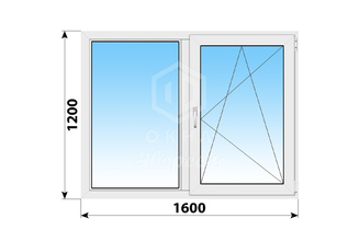 Поворотно-откидное пластиковое окно 1600x1200