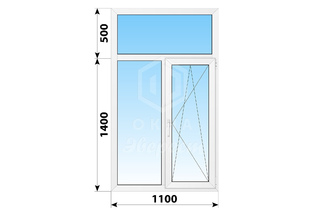 Поворотно-откидное пластиковое окно 1100x1900