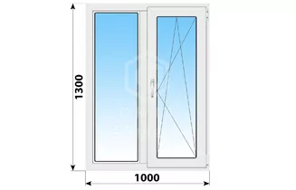 Поворотно-откидное пластиковое окно 1000x1300