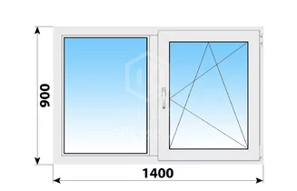 Поворотно-откидное пластиковое окно 1400x900