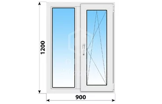 Поворотно-откидное пластиковое окно 900x1200 Г-ПО
