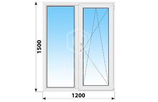 Поворотно-откидное пластиковое окно 1200x1500