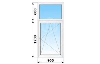 Поворотно-откидное пластиковое окно 900x1800
