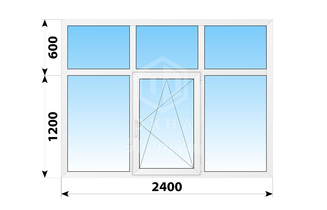 Трехстворчатое пластиковое окно в пол с глухой фрамугой 2400x1800 Г-ПО-Г
