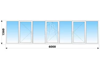 Теплое пластиковое остекление балкона Башня Смирновская 6000x1560