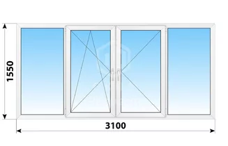 Теплое пластиковое остекление балкона КОПЭ 3100x1550