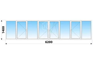 Теплое пластиковое остекление балкона II-68 6200x1400 №3