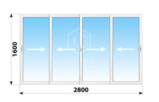 Раздвижное алюминиевое остекление балкона П-46 2800x1600