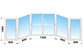 Раздвижное алюминиевое остекление балкона И-155 4700x1400 №2