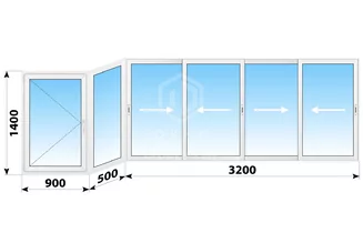 Раздвижное алюминиевое остекление балкона И-155 4600x1400