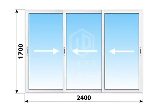 Раздвижное алюминиевое остекление балкона П-30 2400x1700