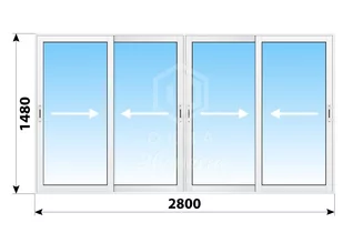 Раздвижное алюминиевое остекление балкона П-30 2800x1480