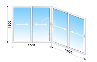 Раздвижное алюминиевое остекление балкона П-3М 3000x1500