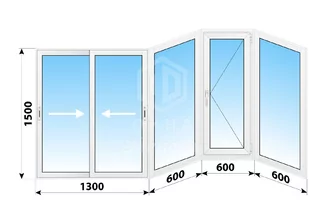 Раздвижное алюминиевое остекление балкона П-3М 3100x1500