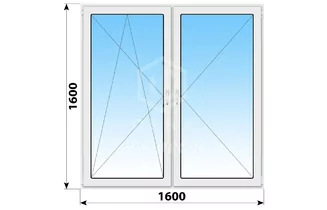 Поворотное двухстворчатоечатое пластиковое окно 1600х1600