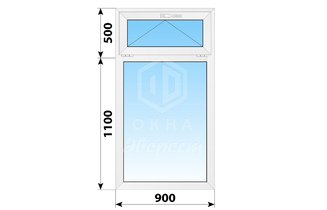 Одностворчатое пластиковое окно с откидной фрамугой 900x1600 Г