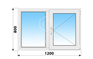 Поворотное двухстворчатоечатое окно пвх 1200х800