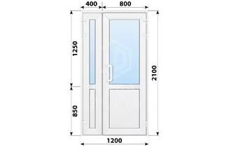 Пластиковая уличная входная полуторная дверь со стеклом 1200x2100
