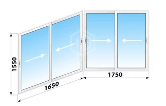 Раздвижное алюминиевое остекление балкона П-44Т 3400x1550