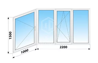 Теплое пластиковое остекление балкона П-3 3200x1500