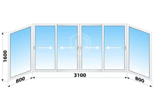Раздвижное алюминиевое остекление балкона II-18 4700x1600