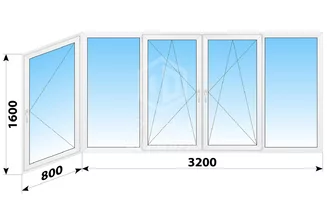 Теплое пластиковое остекление балкона II-18 4000x1600