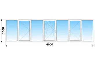 Теплое пластиковое остекление лоджии Башня Смирновская 6000x1560