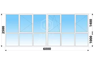 Теплое пластиковое панорамное остекление 6000x2400 №2