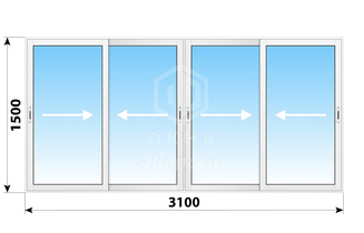 Раздвижное алюминиевое остекление балкона П-42 3100x1500