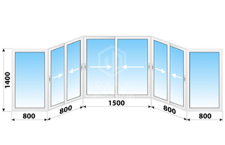 Раздвижное алюминиевое остекление балкона И-155 4700x1400