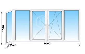 Теплое пластиковое остекление балкона II-49 3400x1500