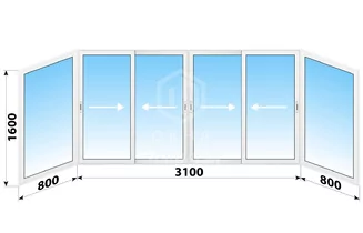 Раздвижное алюминиевое остекление балкона 1-515/5 4700x1600