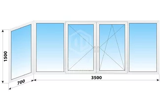 Теплое пластиковое остекление балкона 1-515/9М 4200x1500