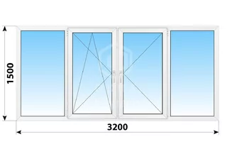 Теплое пластиковое остекление балкона 1-515/9Ш 3200x1500
