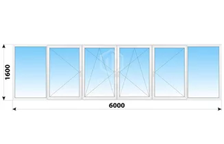 Теплое пластиковое остекление балкона 1605 6000x1600