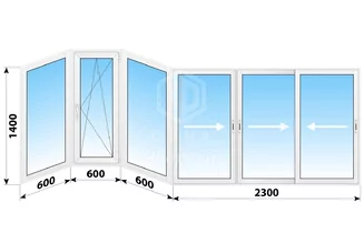 Раздвижное алюминиевое остекление балкона П-111М 4100x1400