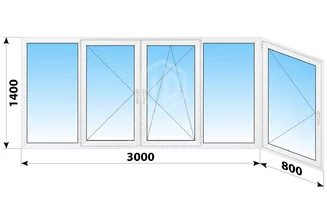 Теплое пластиковое остекление балкона И-155 3800x1400