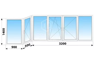 Теплое пластиковое остекление балкона И-155 4600x1400